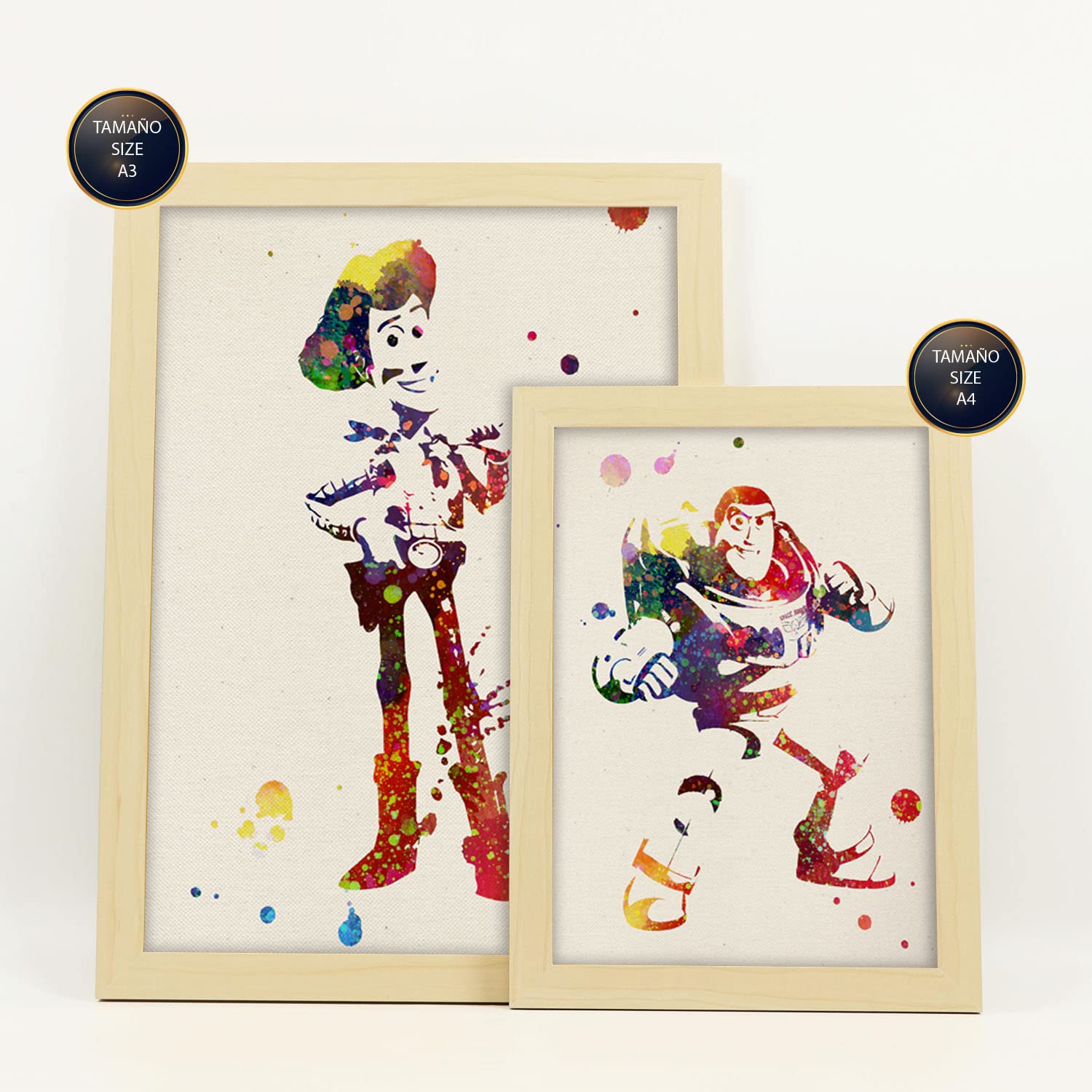 Nacnic Posters di Toy Story. Illustrazioni in Stile Acquerello di Racconti, Film e Libri per Bambini Classici. Progettazione e decorazione d'interni. A4 & A3 Cornici in legno.