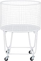 Vista 14 de Deco 79 Carro de almacenamiento cilíndrico de metal con ruedas, 20 x 20 x 28 pulgadas, bronce