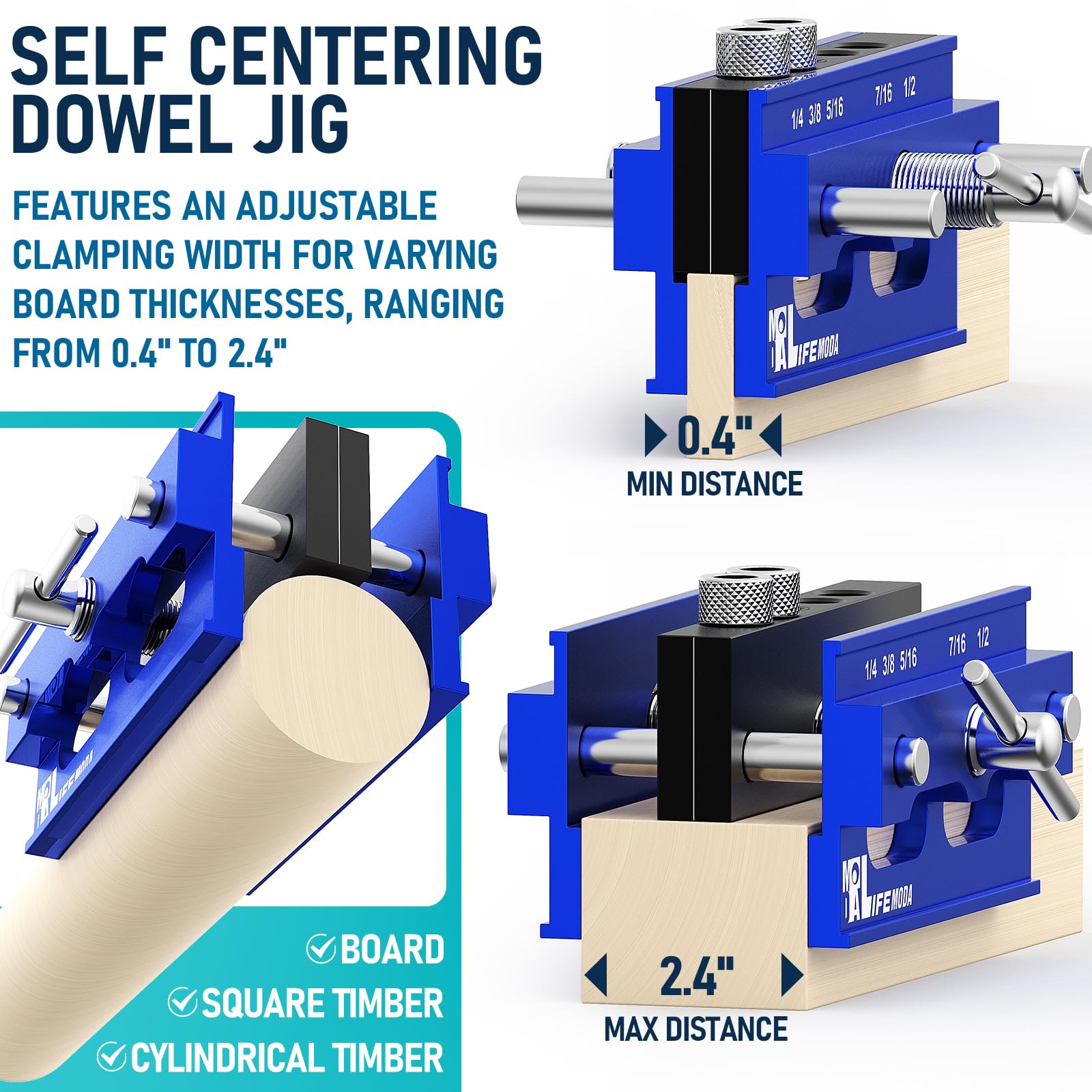Kit de plantilla de clavija autocentrante, plantilla de taladro para agujeros rectos, juego de juntas de galletas con 6 bujes de guía de taladro, guía de perforación de ancho ajustable,