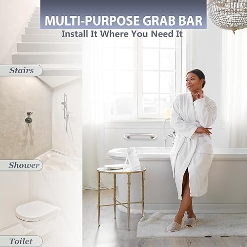 Miniatura 9 de Barra de agarre para bañera ducha  1.5 pulgadas de diámetro  Escaleras cama inodoro baño  asistencia de soporte y barandilla de seguridad  acero