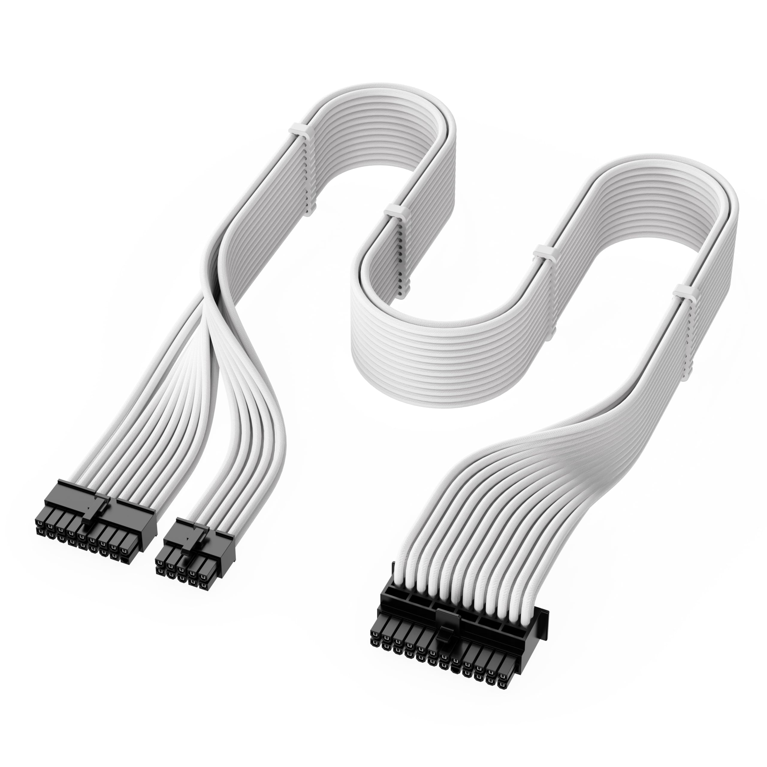 X-Enlazar PSU Kabel Kit für Seasonic Netzteile - 90 Grad Stecker, einzeln ummantelt mit Geflecht & Kämmen, 16AWG Draht, 9-teiliges Kit, Type-A PCIe GPU Stecker - Weiß