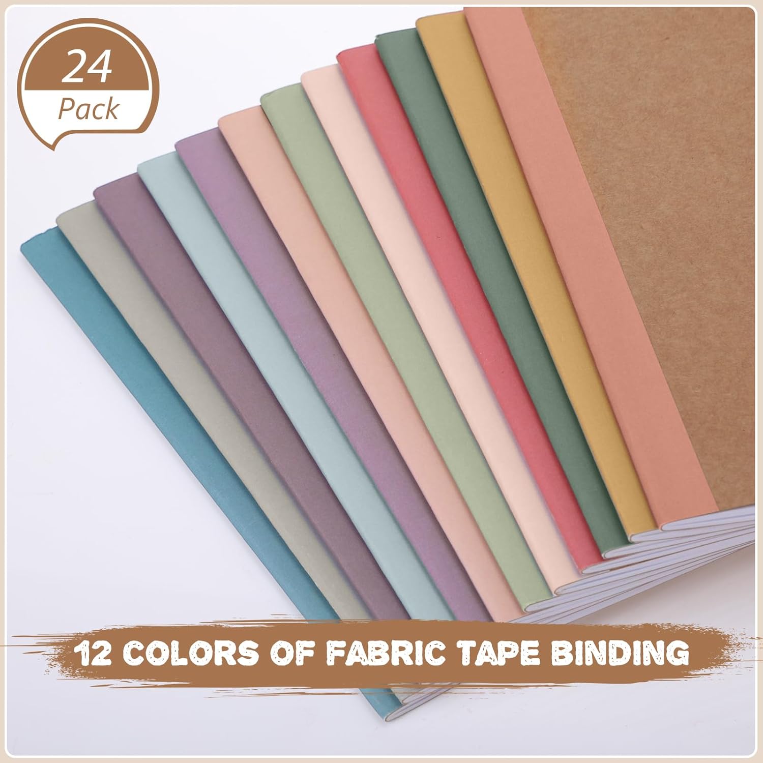 Harloon A5 Composition Notebook Journals 8 x 5.75 in College Ruled Kraft Notebooks with Rainbow Spines Small Lined Composition Book for Office Home(Classic Color,24 Pcs)