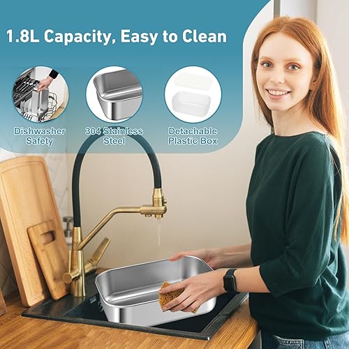 Miniatura 4 de AZZXZQYU Fiambrera eléctrica portátil de 80 W, calentador de alimentos 3 en 1 12 V24 V110 V a prueba de fugas con recipiente de acero inoxidable 304