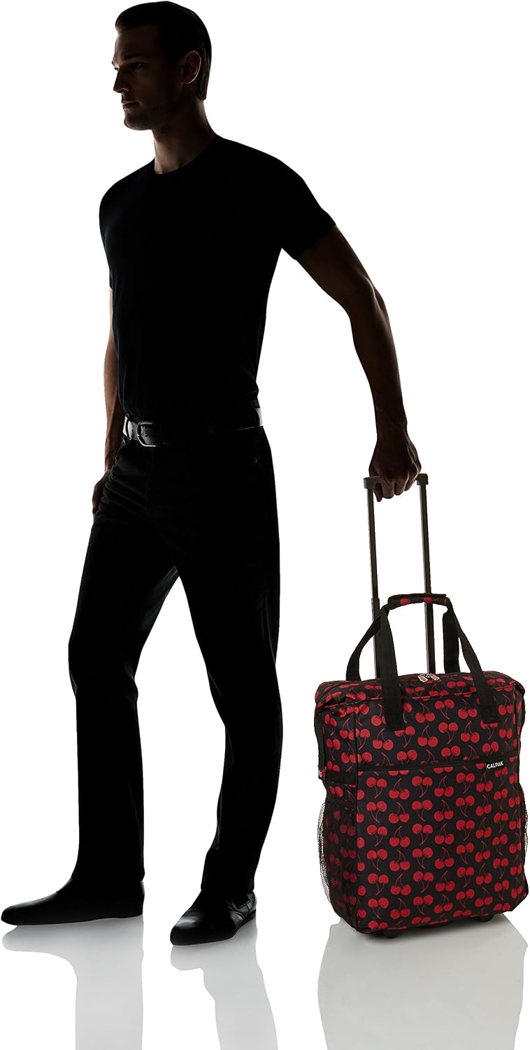 CALPAK Big Eazy Bright Check 20-inch Rolling Shopping Tote Bag,Cherry Lane,One Size