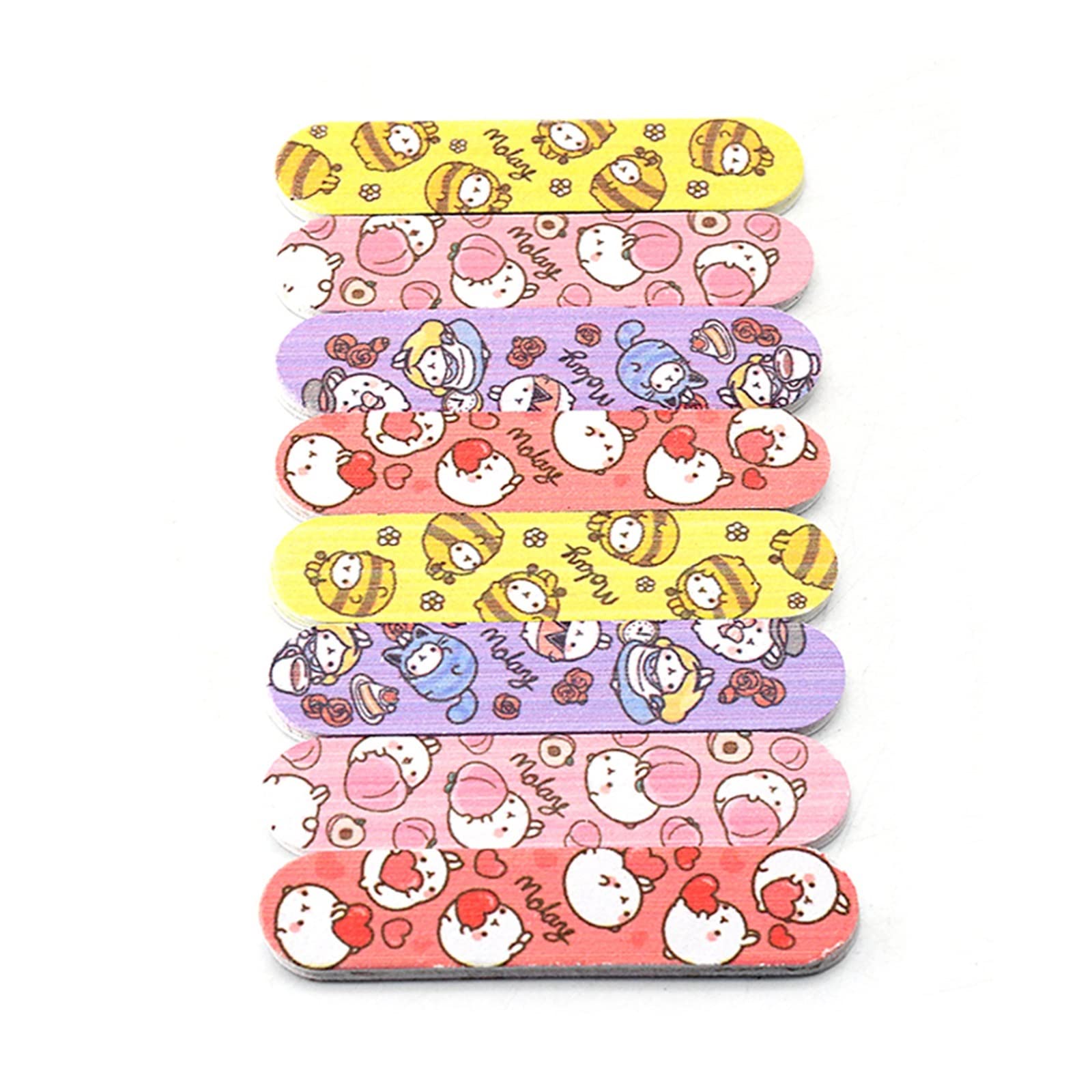 TRUSTTWO 100/200/300Pcs Levigatura Unghie Fille Carta Vetrata Forte di Spessore Cartone Stampato Mini Dritto Lima for Unghie Fit for Unghie Manicure Accessori The Mix-100pcs