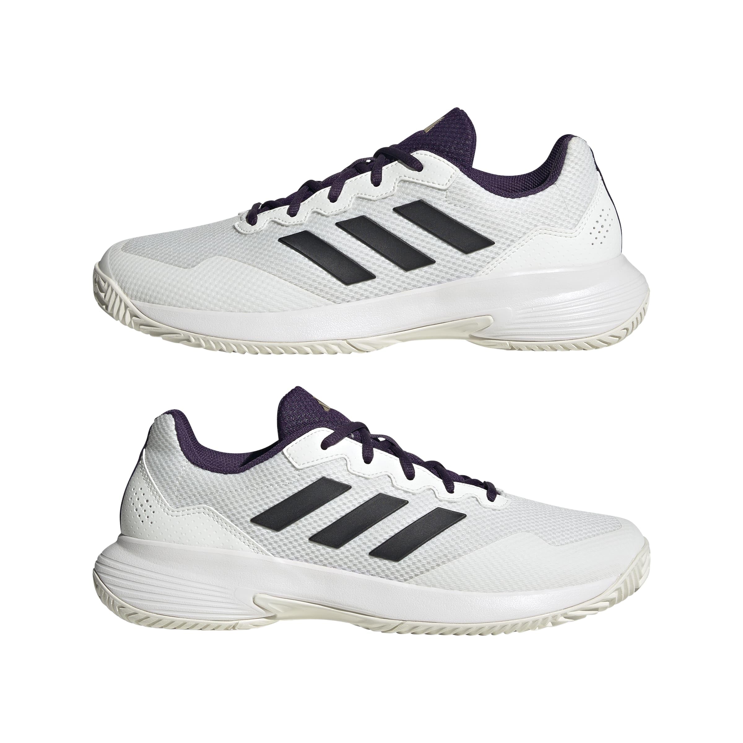 adidas Mężczyźni Gamecourt 2.0 Tennis Shoes, core white/core black/aurora plum, 41 1/3 EU