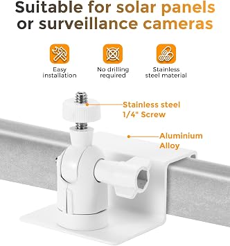 Outdoor Security Camera Gutter Mount Compatible with Stick Up Cam/Pro Solar Panel, Spotlight Cam Pro Battery and Stick Up Cam Plus Battery, No Drill Mount Universal Bracket, 1 Pack