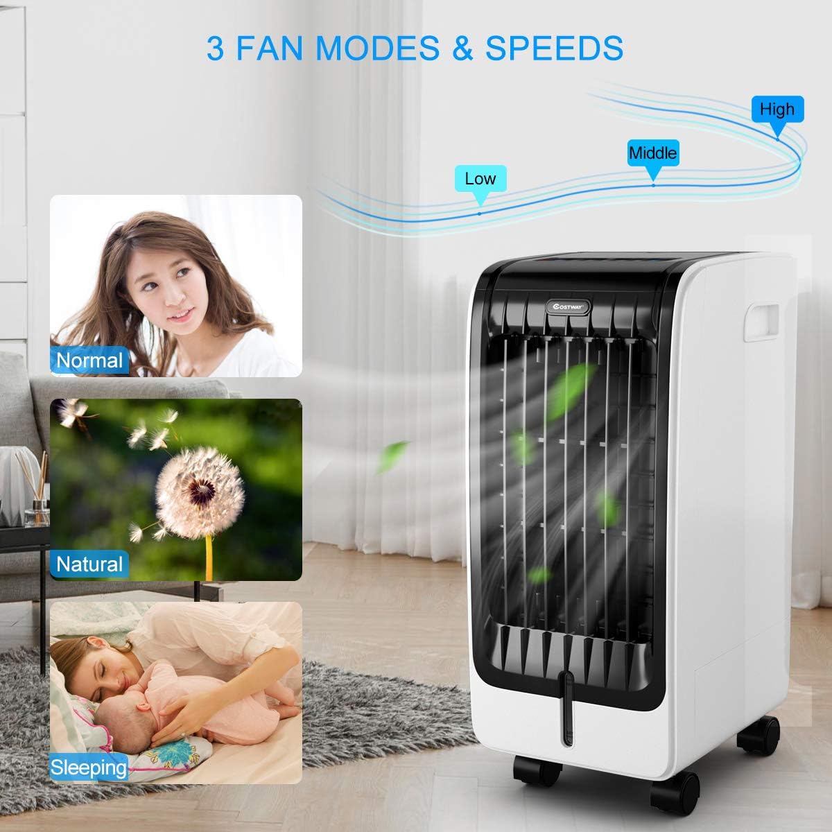 Best Deal COSTWAY Evaporative Cooler, Portable Cooler with Fan & Humidifier, Bladeless Quiet Electric Air Cooler w/Remote Control for Indoor Home Office Dorms