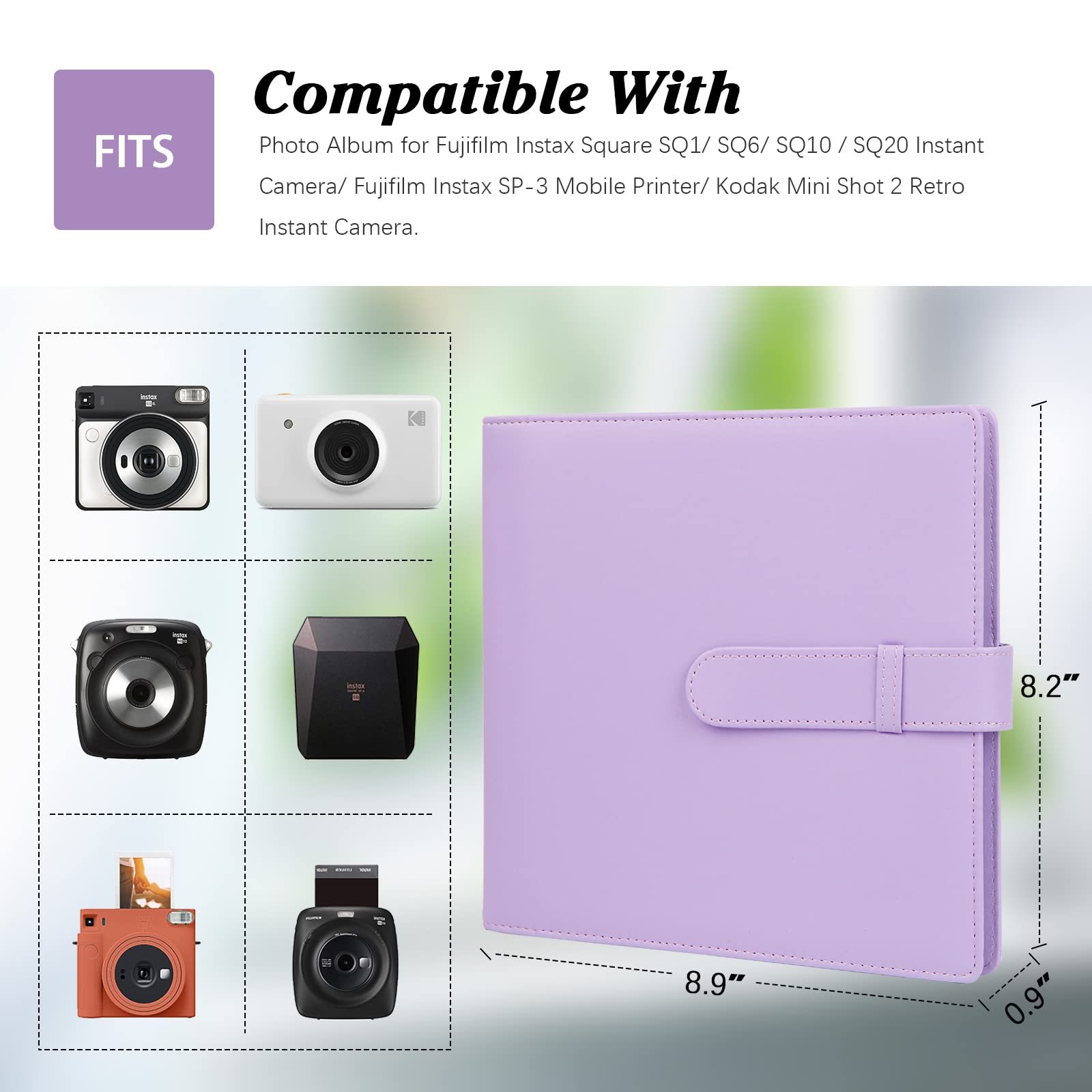 Rieibi Mini Album Photo 64 Poches - Portefeuille Cuir Synthétique Pour Instax Square SQ1 SQ20 SQ10 SQ6 SP-3, Joli Album Coloré Polaroid