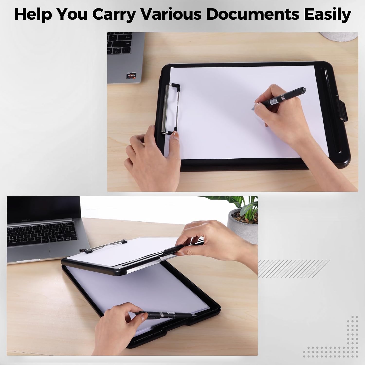 12PCS Plastic Clipboards with Storage, 9.5 x 13.5 Heavy Duty Portable Writing Boards for A4 Paper, Nursing Foldable Clip Board with Metal Clip for Nurse Teacher Student Classroom Office (Bright Color)