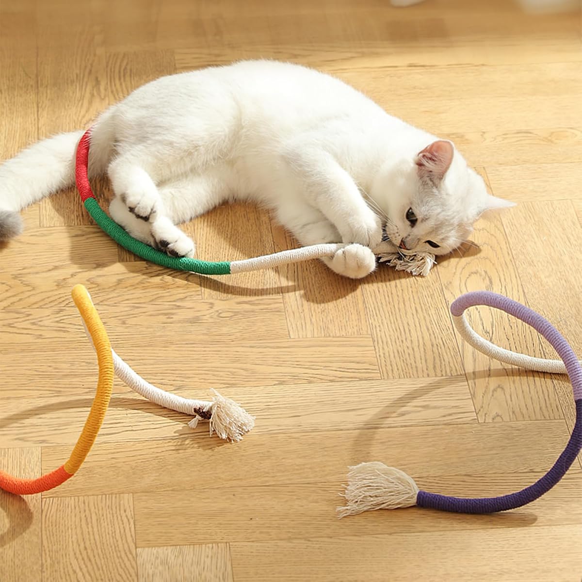 Juguetes para masticar gatos (paquete de 3) – Juguetes de cuerda de hierba gatera recargables de 27,5 pulgadas para gatos y gatitos de interior, limpieza dental segura y juguete interactivo – Juguetes naturales para todas las razas