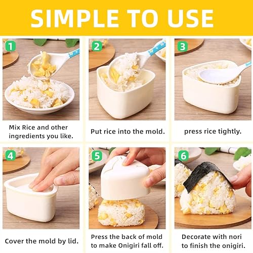 Miniatura 5 de Molde Onigiri, prensa para hacer Musubi y 2 moldes de arroz triangulares, kit de musubi antiadherente, haz tu propio sushi en casa