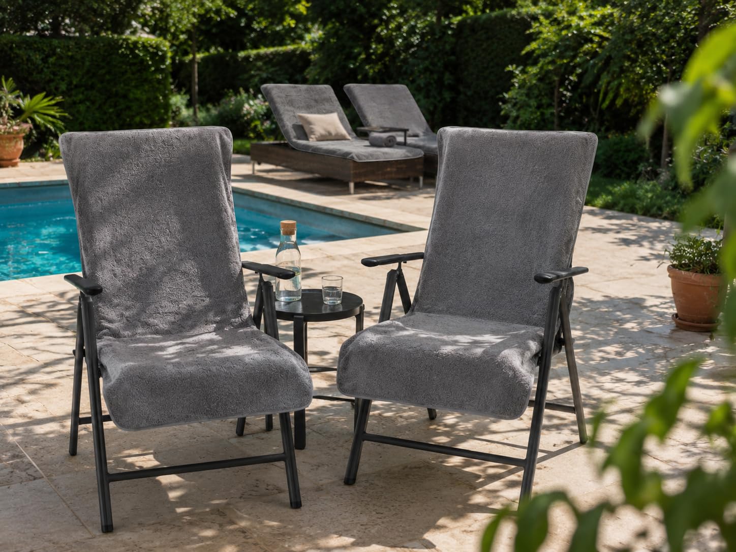 Brandsseller pokrowiec ochronny na leżak ogrodowy, plażowy, pokrowiec ochronny z gąbki 100% bawełny - ok. 60 x 135 cm - Kolory: Antracyt