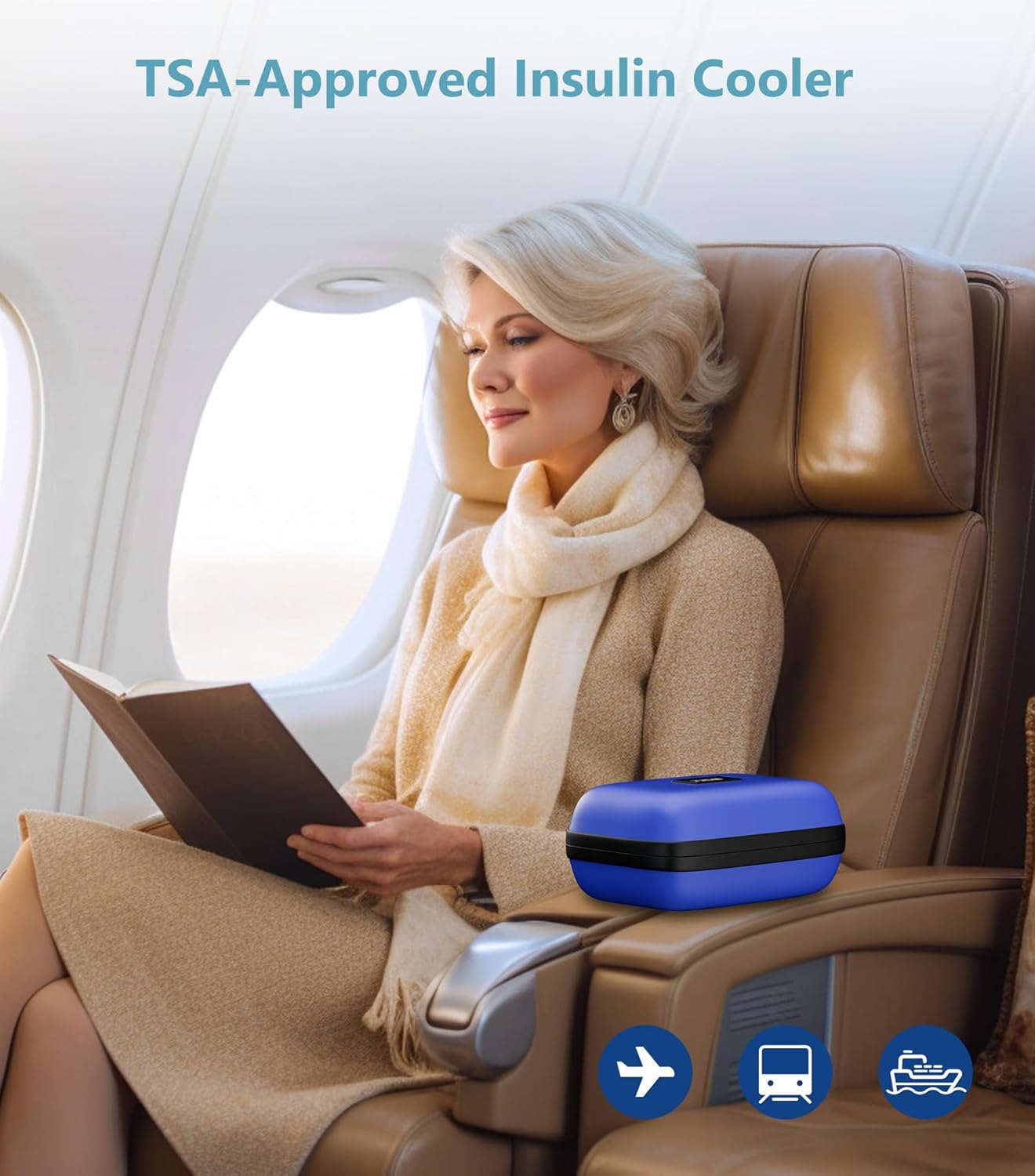 Insulin Cooler Travel Case with Temperature Display, TSA Approved Diabetic Cooling Bag for Insulin Pens and Supplies, Refrigerated Medicine Organizer with 2 Ice Packs
