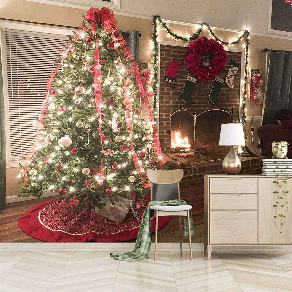 Décoration sapin de Noël murale grand format pour relooker une vitrine de boutique
