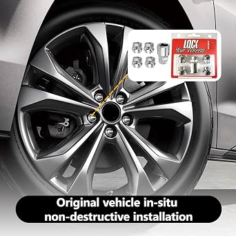 Locking Wheel Nuts Key, M12 x 1.25 Thread Pitch for Ford Toyota Nissan Honda Mazda Vehicles, Set of 4 Locking Wheel Nuts Key with Tapered Seat Design and Dual Hex Sizes