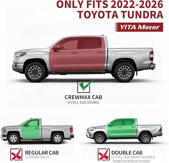 Estribos YITAMOTOR compatibles con Toyota Tundra CrewMax 2022-2026 miniatura 2