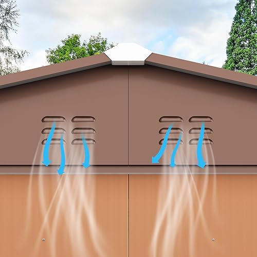 Miniatura 2 de JAXPETY Cobertizo de almacenamiento para exteriores de 4.2 x 7 pies, cobertizo de metal para almacenamiento al aire libre con puertas correderas y