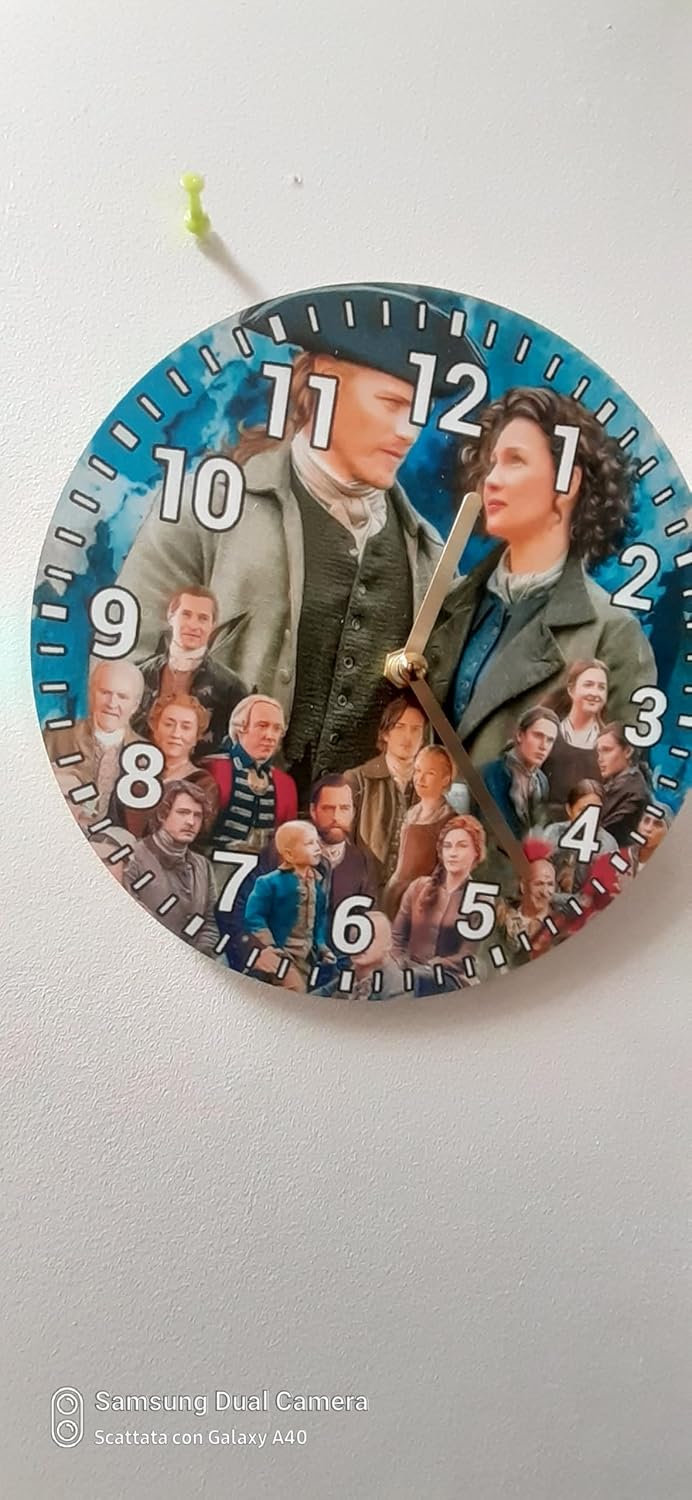 Outlander Jamie Fraser and Claire TV series gift ideas Wall Clock, Personalized Family Picture Clock, Round Wall Decor with Numbers