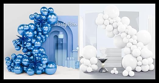 Product image for PartyWoo Metallic Blue and White Balloons Set - 1