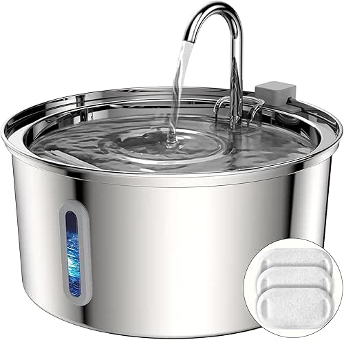 TOMXCUTE 3,2 L Fontaine a Eau Chat en Acier Inoxydable