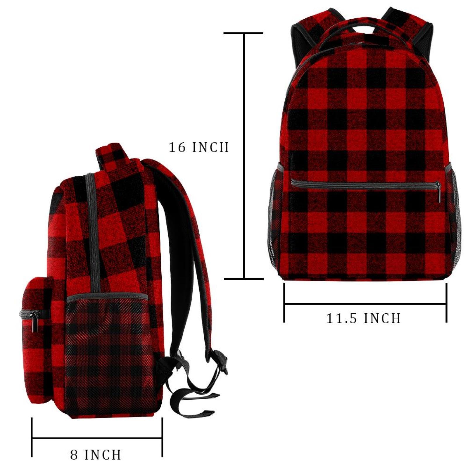 Zaino scolastico per uomini e donne, borsa da viaggio per computer portatile con griglia nera e nera, zaino leggero per università, zaino casual per libri