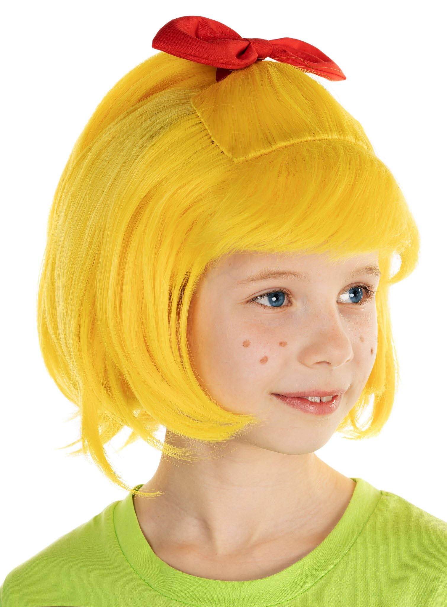 Offizielle Bibi Blocksberg Perücke für Kinder (Mädchen) – Original Hexen-Perücke mit roter Schleife – Lizenziertes Kostüm-Zubehör für Karneval, Fasching & Kindergeburtstag