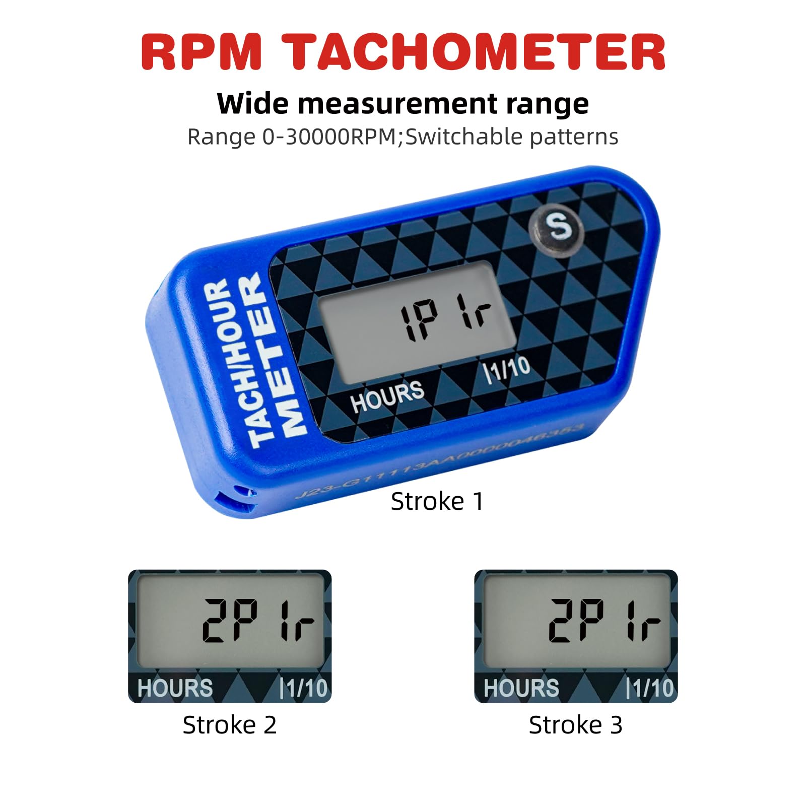 RQ-HM016R Tachymètre numérique des heures,bleu,68 * 33 * 14 (millimetro)