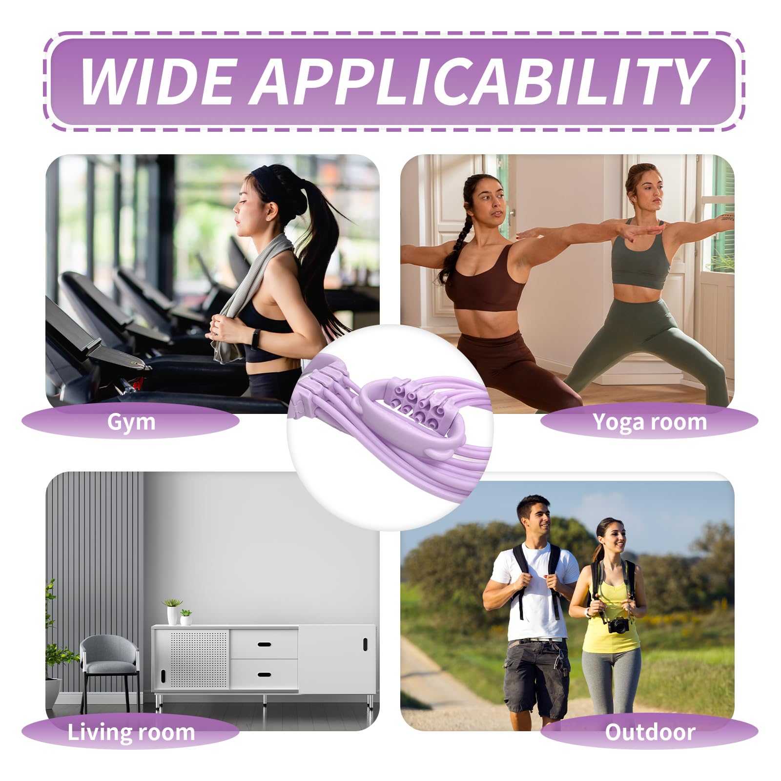 Bande di Resistenza,Bande Elastiche Fitness con Impugnatura Antiscivolo,Fasce Elastiche Fitness 15-120 Libbre,Regolabile in 8 Posizioni per L'allenamento di Petto,Braccia e Total Body
