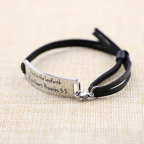 Miniatura 3 de Pulseras religiosas para mujer, regalos cristianos inspiradores para ella, regalo personalizado de las Escrituras para cumpleaños, pulsera de cuero