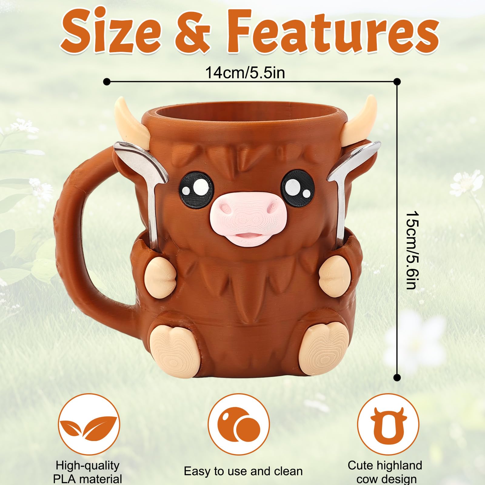 Portagelato Highland Cow 3D Con Cassetto Snack E Manico | Supporto Per Lattine E Gelato Riutilizzabile 17 Cm | Simpatico Regalo Per Amanti Del Gelato - 3