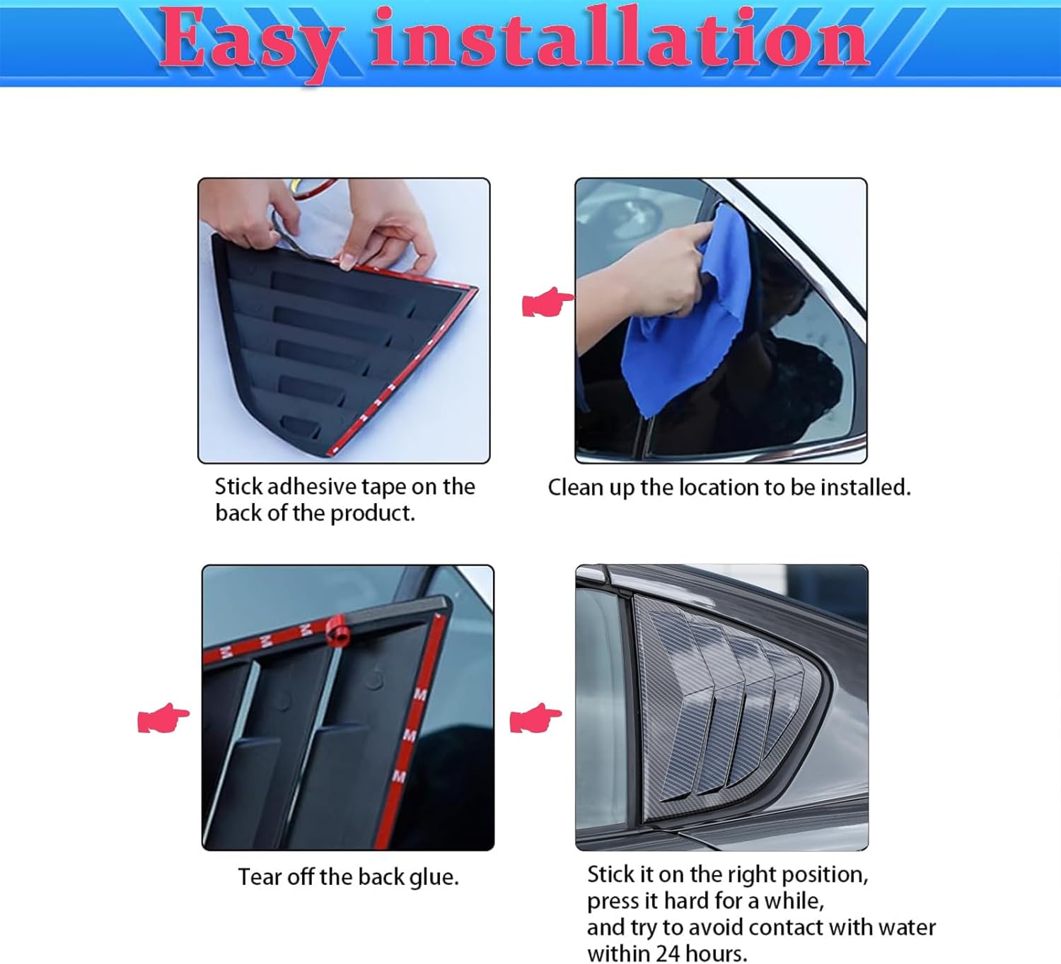 Rear Side Window Louvers Compatible with Hon-da Civic 8th Gen 2006-2015 Rear Side Window Louvers Air Vent Scoop Shades Cover Blinds Exterior Accessories 2PCS(Carbon Black)