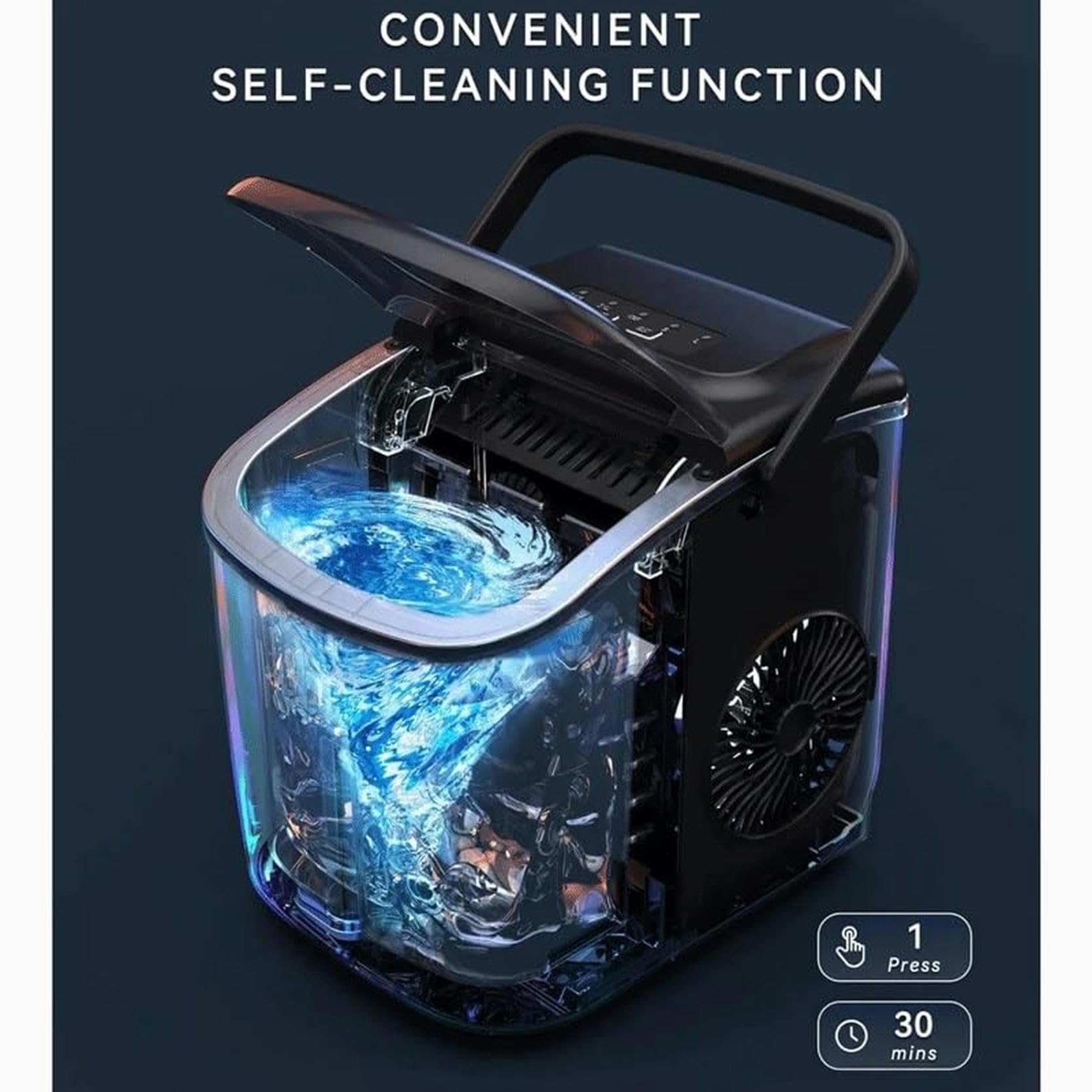 Portable Countertop Ice Maker 9 Ice Cubes In 6 Minutes 26 Lbs Daily Output Office Bar Party (B As Shown) on Fridge.com - View 5