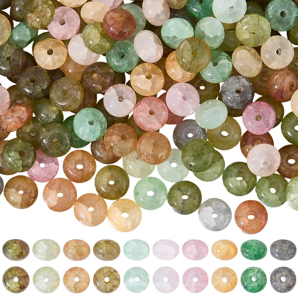 SUNNYCLUE 1 Box About 310Pcs Glass Rondelle Beads Abacus Beads Bulk 8mm Muticolor Imitation Indian Gemstones Stone Flat Round Loose Spacers Strands for Jewellery Making DIY Bracelet Necklace Crafts