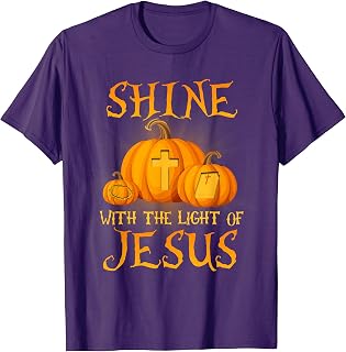 Shine with The Light of Jesus Christian Halloween Pumpkin T-Shirt