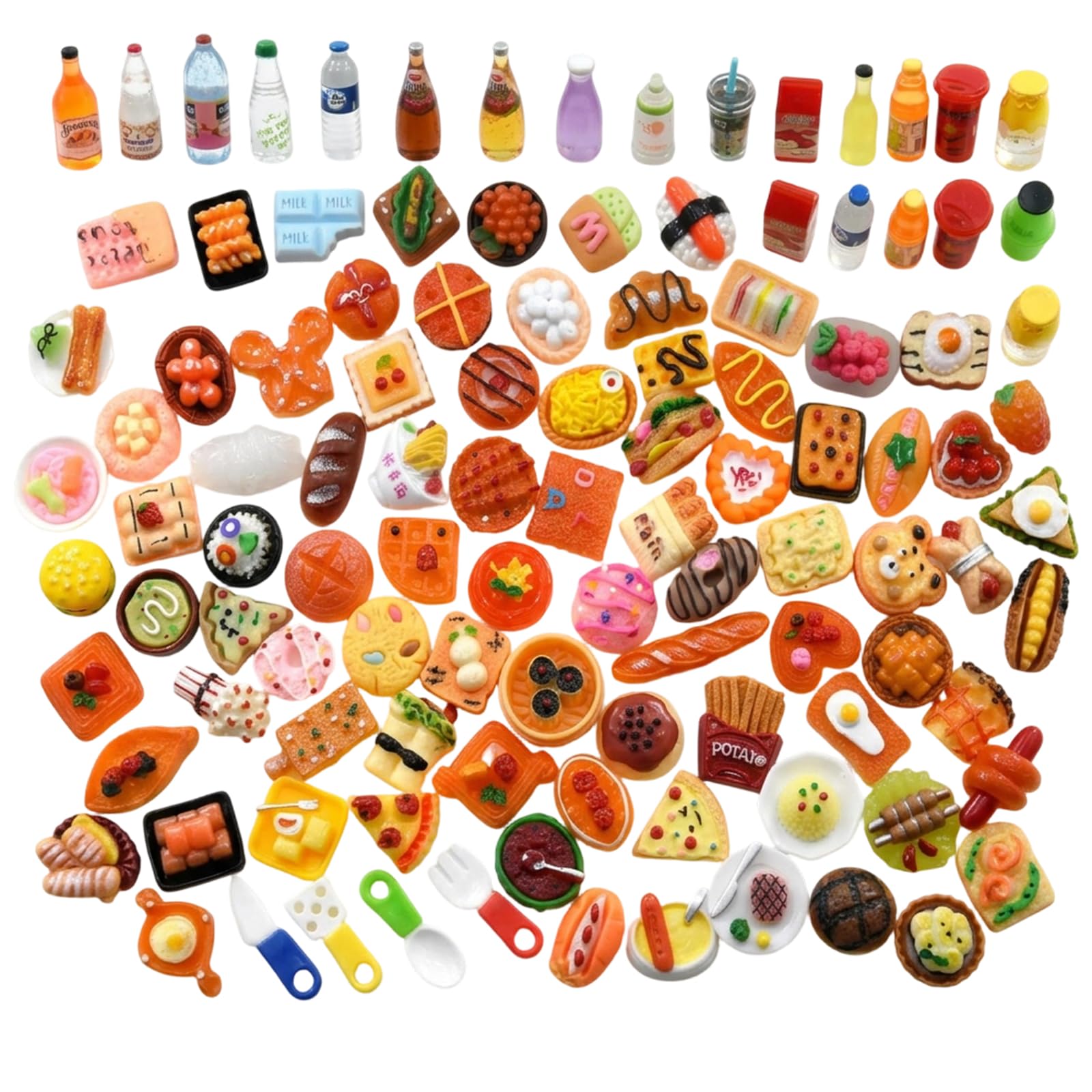 80 Piece Mini Brands Fill the Fridge Set for Dollhouse Role Play, Kawaii Mini Brands Food with mini food Compatibility, Miniature Food Items for Pretend Play and DIY Crafts