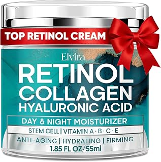 Elvira Retinol Collagen Face Moisturizer with Stem Cells & Hyaluronic Acid - Anti-Aging Firming Cream for Wrinkles, Tightening Skin 1.85oz