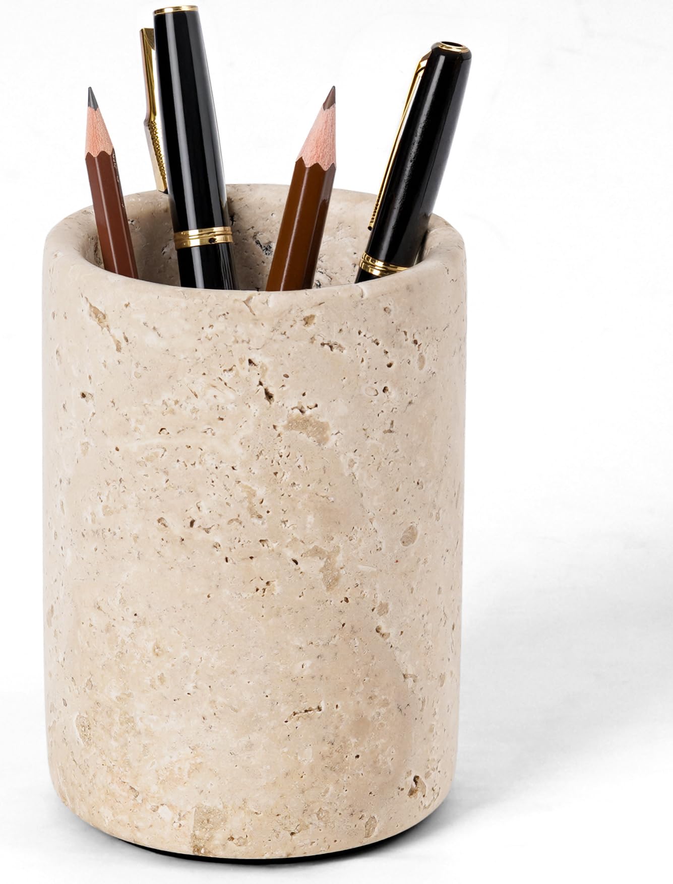 Radicaln Portapenne da scrivania in marmo da 10,2 cm, in travertino, realizzato a mano, ideale per matite e cancelleria, utilizzato per portaspazzolini, ideale per forniture per ufficio