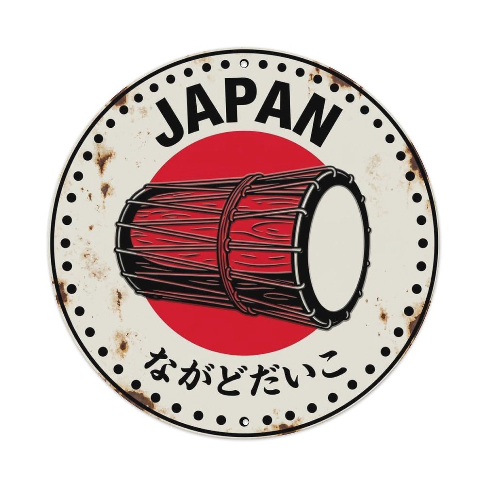 Galvaxio Style Nagado Daiko Japan Long Body Rustic Metal Tin Sign