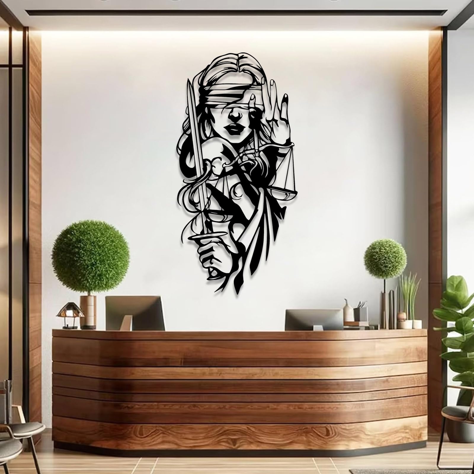Decoración de pared abstracta contemporánea de metal, Arte de la Dama de la Justicia, Decoración, Adornos para bufetes de abogados Themis Justitia, Balanza de la Justicia, Regalo para despacho de