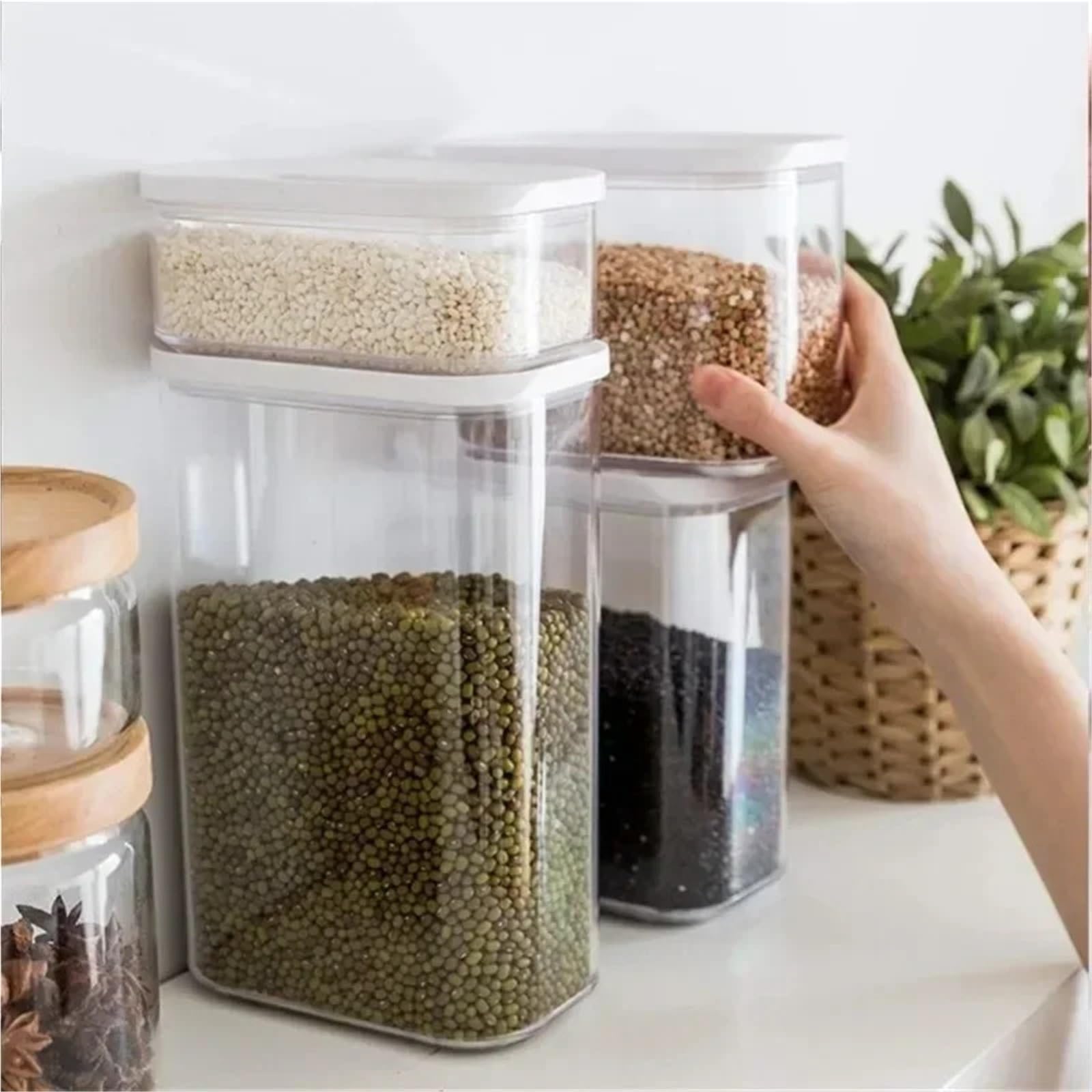 Scatola di immagazzinaggio sigillata in plastica da 3 pezzi Contenitore for alimenti Per Biscotti(2000ml)
