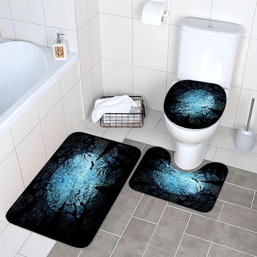 Miniatura 3 de LOKMU Juego de 4 cortinas de ducha con alfombras antideslizantes, cubierta para tapa de inodoro y tapete de baño, cortina de ducha impermeable con