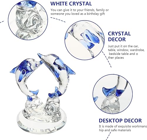 Miniatura 8 de Figura de delfín de cristal, escultura náutica, adorno de animal del océano, decoración de escritorio para el hogar, oficina, cumpleaños, Navidad