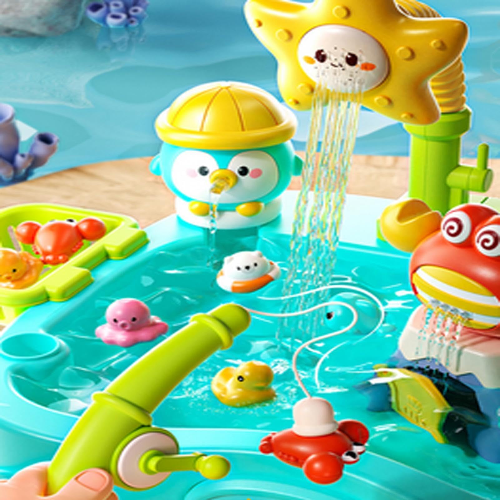 Wasserspieltisch für Kinder Farbenfroh tragbar verstellbar Sommer Spielzeug | Angelspiel-Wasserspieltisch für Outdoor für Garten, Pool, , Terrasse, Balkon, Rasen, Wiese