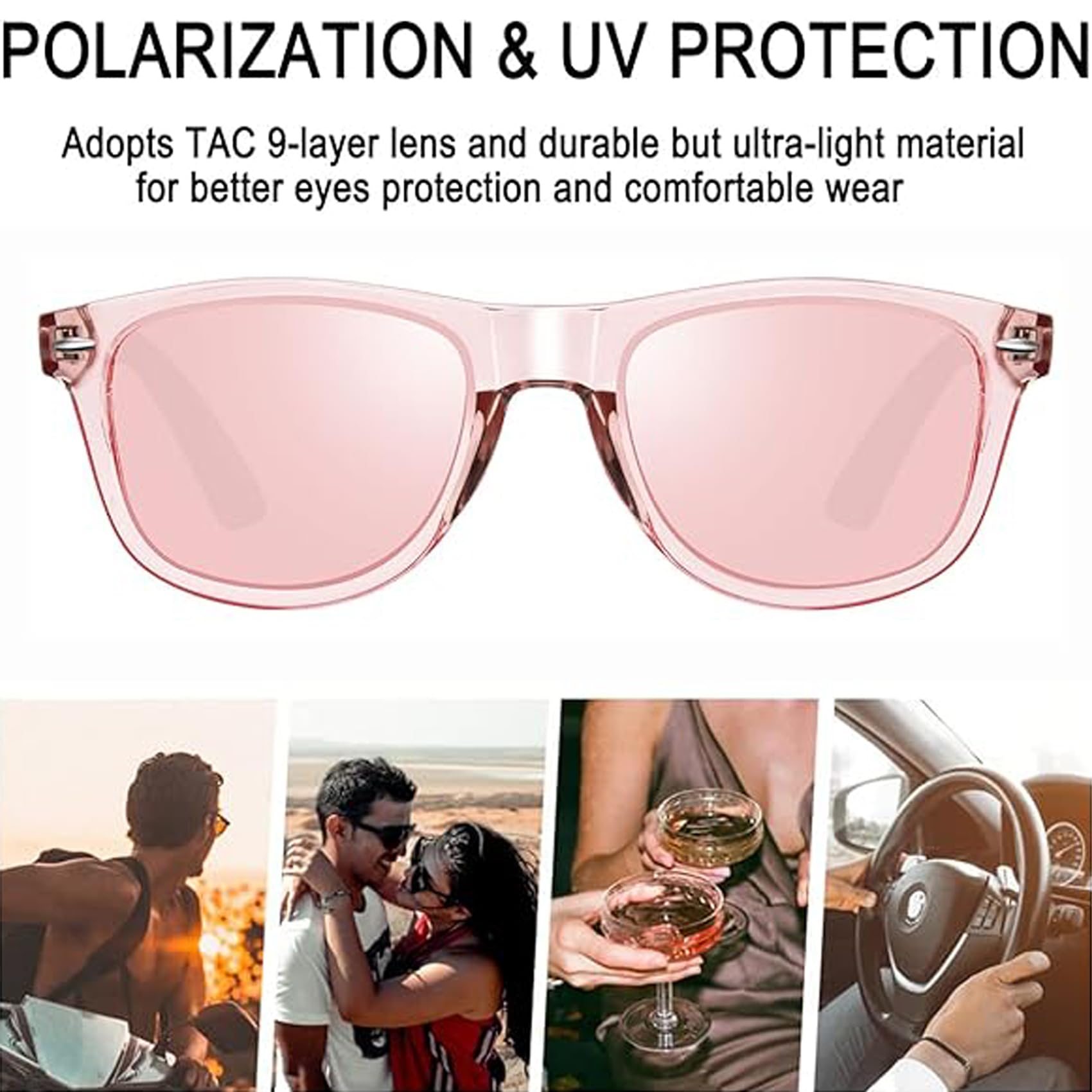 Joopin Occhiali da Sole Uomo Donna Polarizzati Classici Quadrati UV400 Protezione per Guida Pesca Guidare Golf Retrò Anni 80 Design Sunglasses