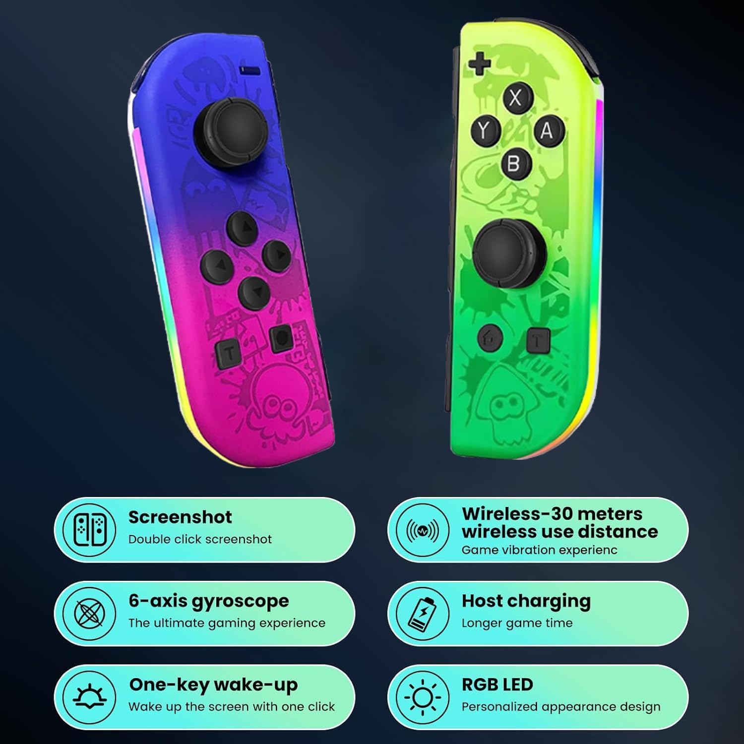 Tobo RGB LED Joy Cons for Nintendo Switch -8