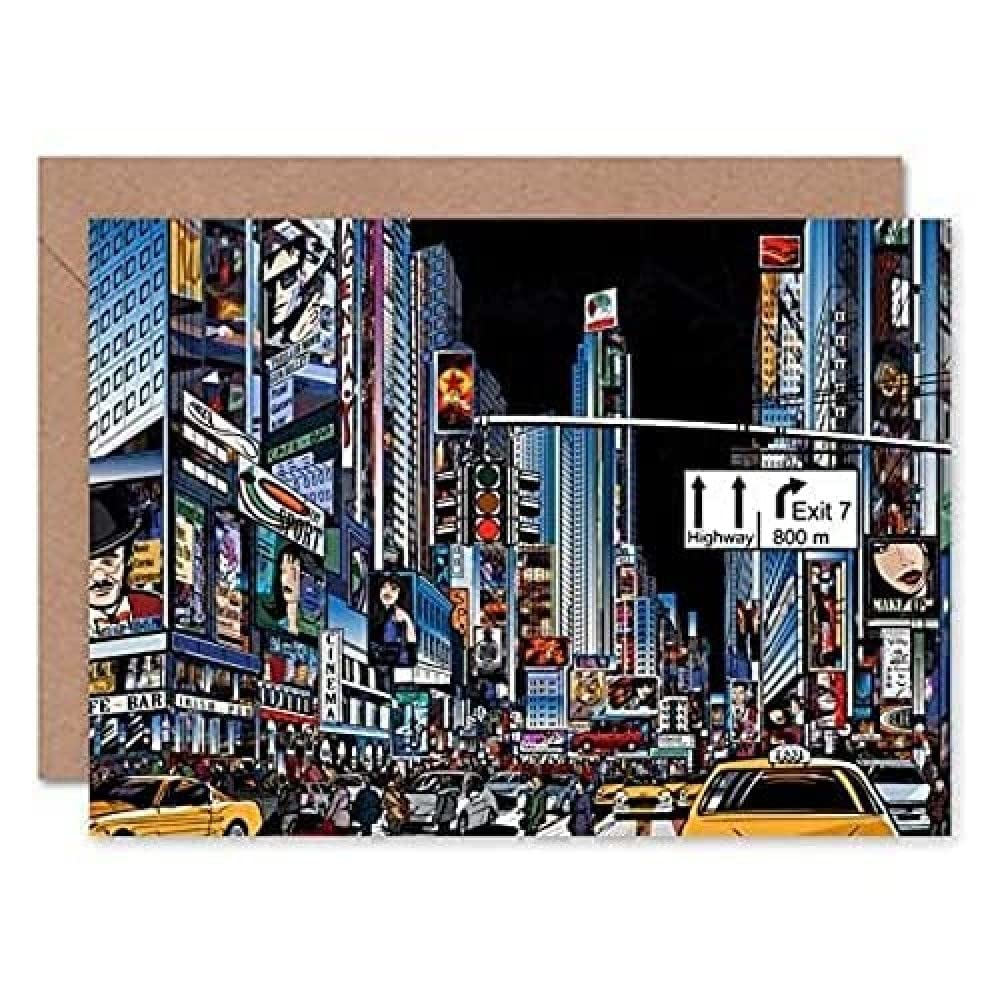 Fine Art Prints New York Illustration Modern Graphic Greeting Card With Envelope Inside Premium Quality,12.5 x 17.5 cm