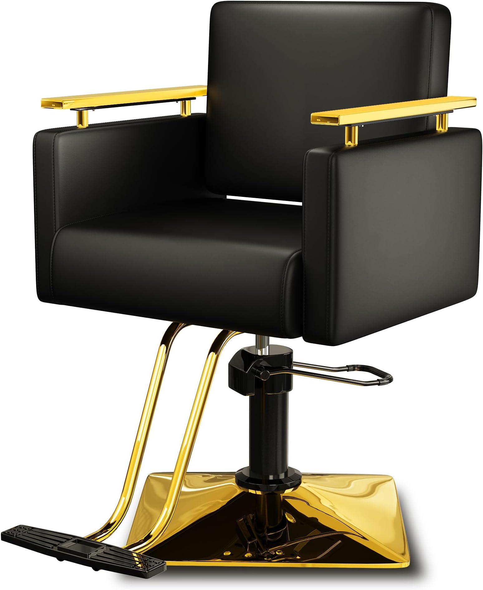 Baasha Comfortable Black Gold Salon Chair with Adjustable