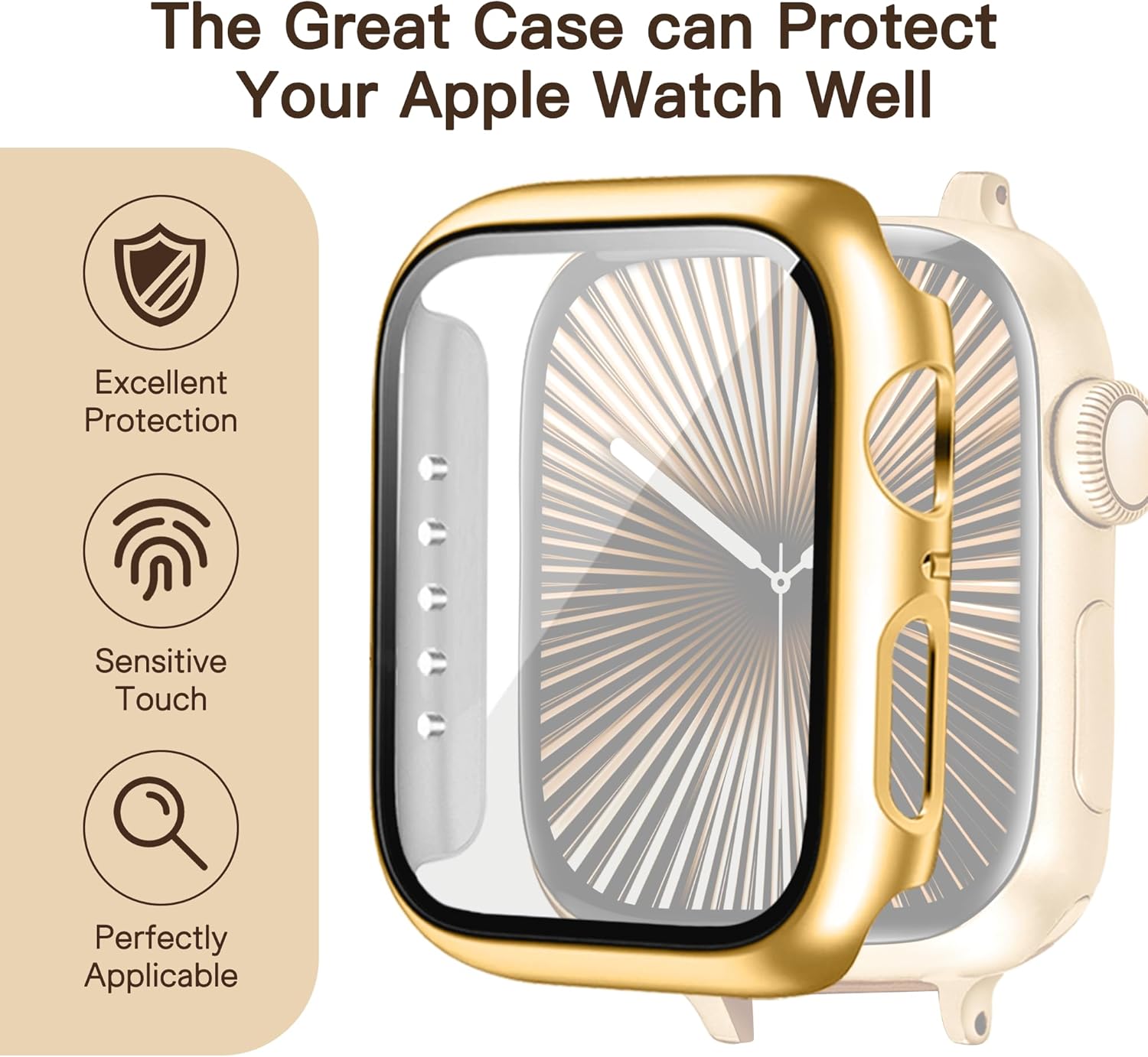 wipalor Thin Classic Metal Chain Band Fit Slim Apple Watch Bands for women 40mm with Case, Dressy Designer Stainless Steel iWatch Bands for iPhone Watch Bands Series 6 5 4 SE-Gold