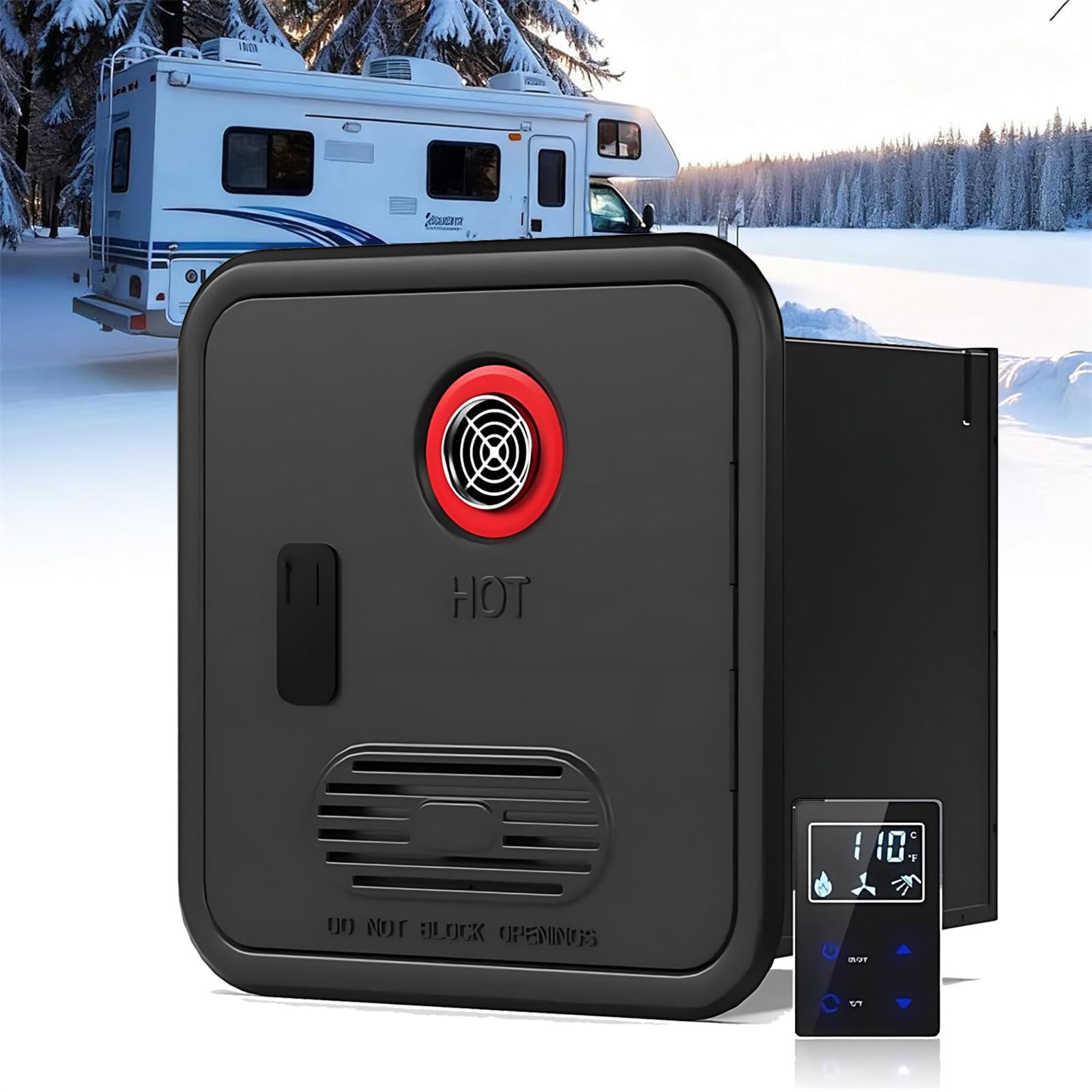 Calentador Agua Instantáneo, Calentador Gas Propano Sin Tanque, Calentador Agua Sin Tanque Propano para Autocaravana, 55,000 Btu Agua Caliente Instantánea, Alimentación 12 V CC Black